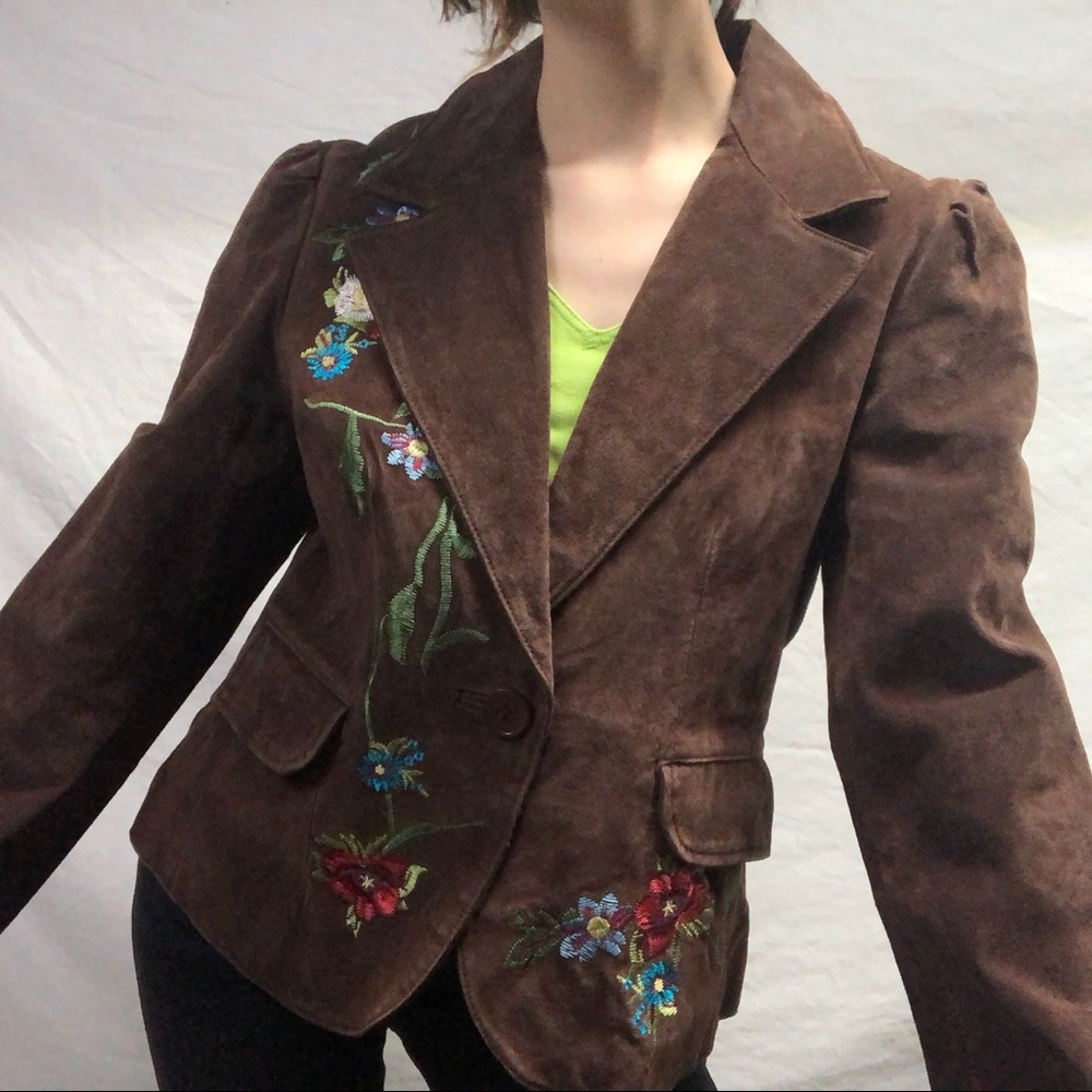 Vintage Brown Single Breasted Leather Jacket